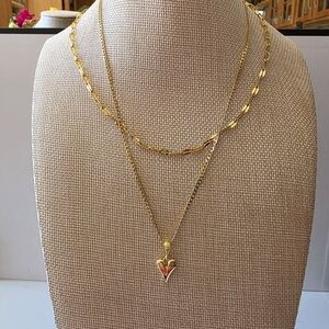 BobbieLee 18K Gold PVD Stainless Steel Layered Heart Necklace